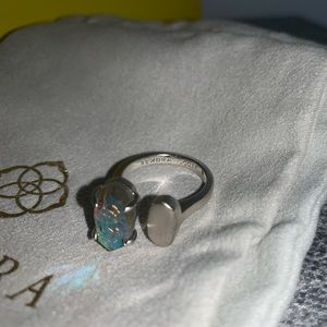 Pryde Silver Open Ring In Gray Dichroic Glass